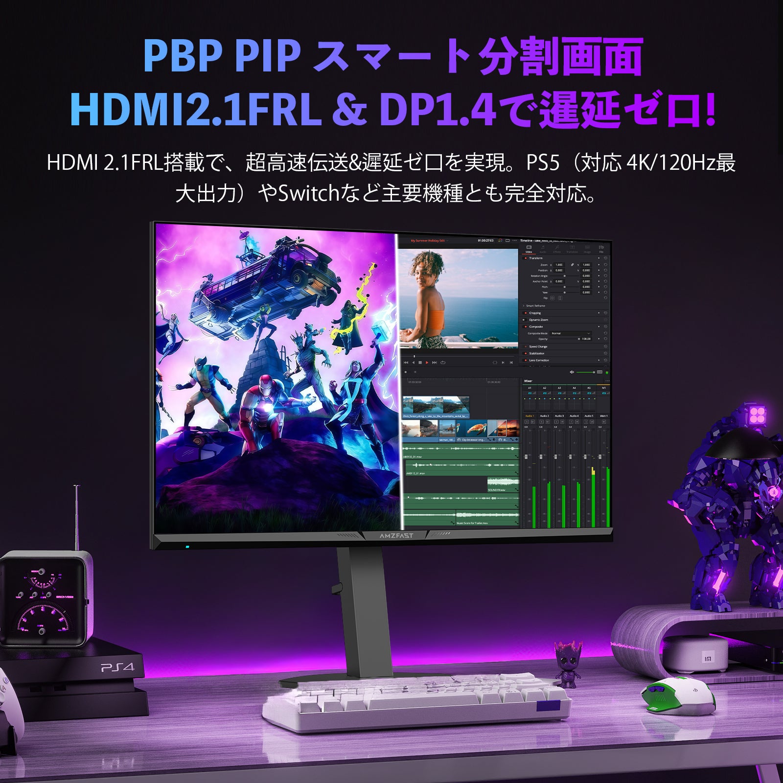 AMZG27F6U - 27インチ 4K デュアルモード ゲーミングモニター