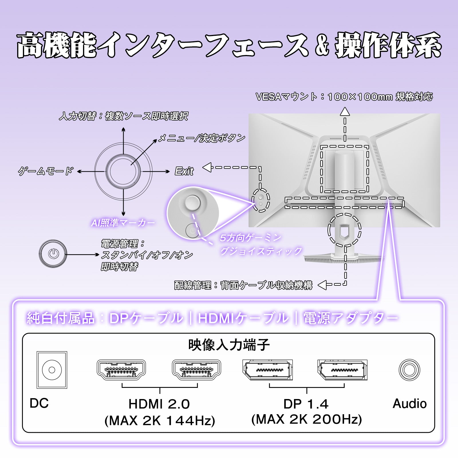 AMZG27F6Q - 27インチ 白 ゲーミングモニター 200Hz WQHD