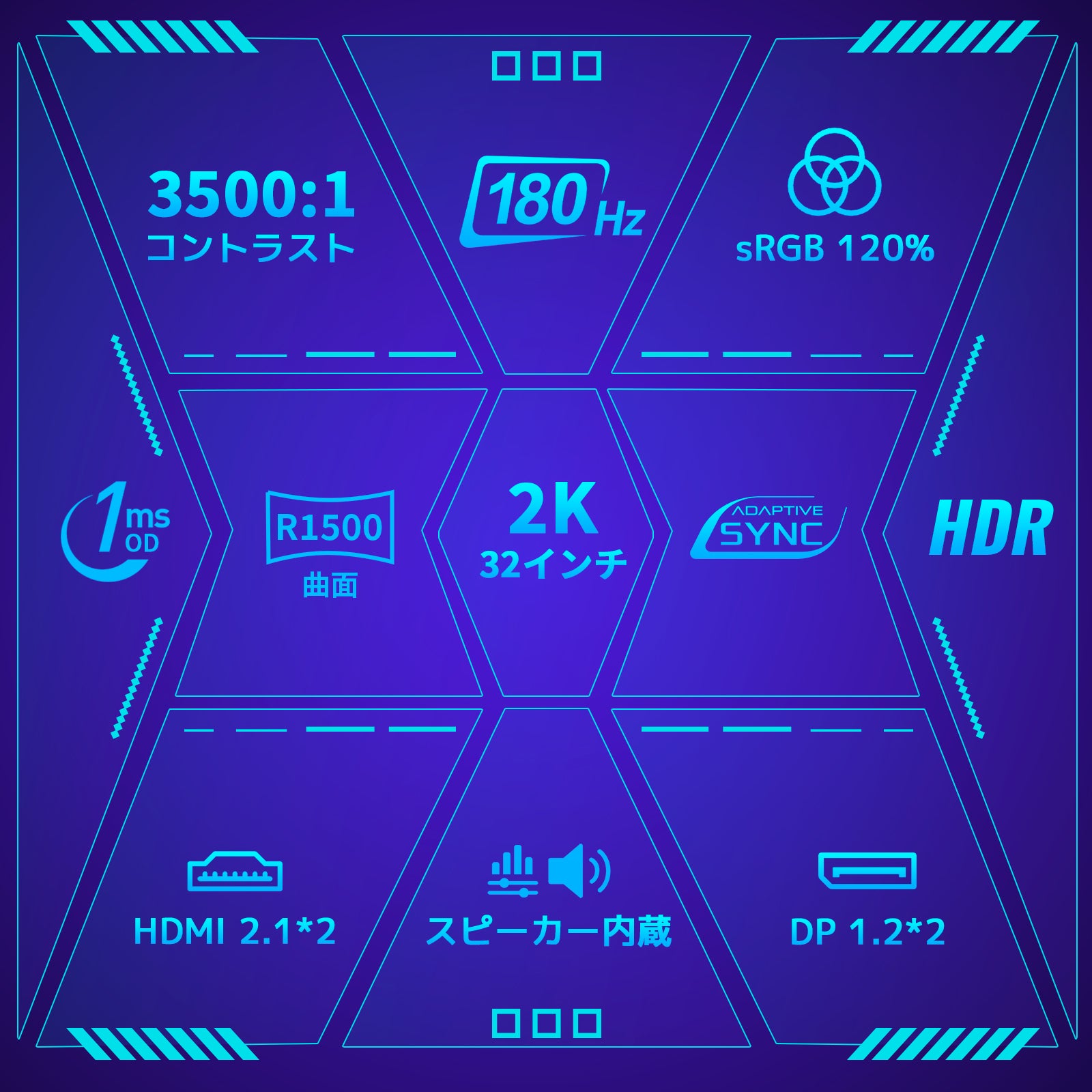 AMZG32C3Q - 32インチ ゲーミングモニター曲面 WQHD 180Hz