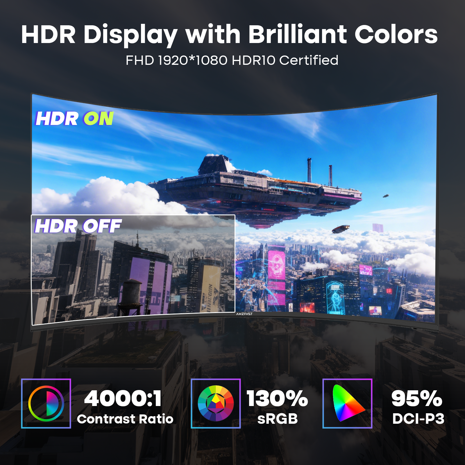 AMZFAST 27 inch Curved Gaming Monitor 240Hz FHD 1ms Fast VA 1500R