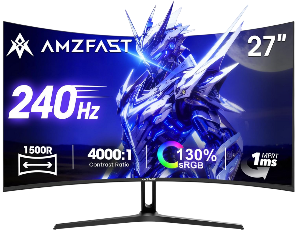 AMZFAST 27 Zoll Curved Gaming Monitor 240Hz FHD 1ms Fast VA 1500R