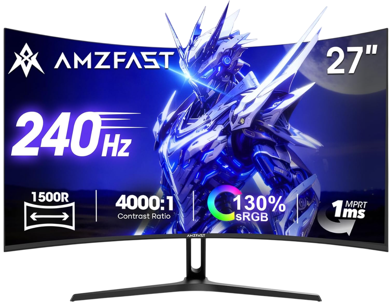 Amzfast ゲーミングモニター 27イン240Hz AMZG27C1 Pro AMZFAST 27 inch Curved Gaming Monitor 240Hz FHD 1ms Fast VA 1500R